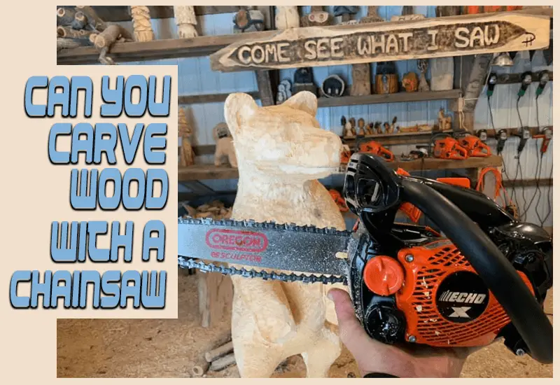 Carving wood with a chainsaw