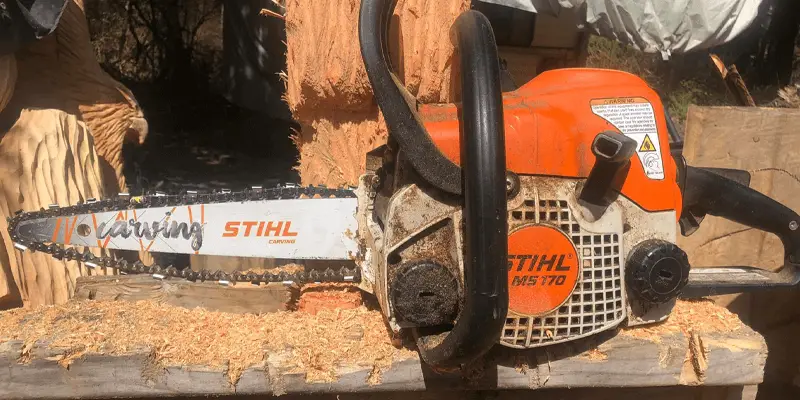 STIHL MS 170 With a STIHL carving bar
