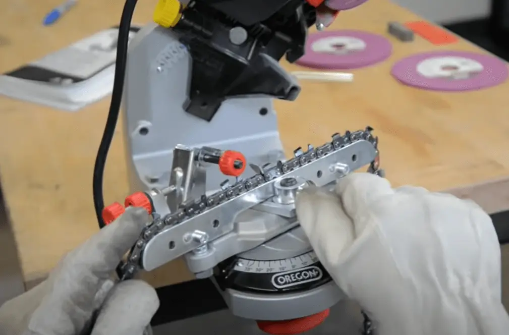 sharpening chainsaw with bench grinder