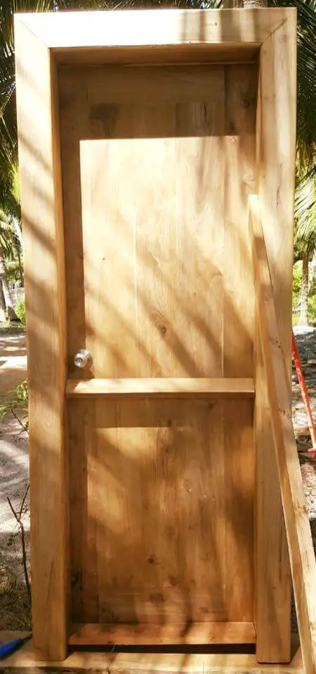 teak door with box frame