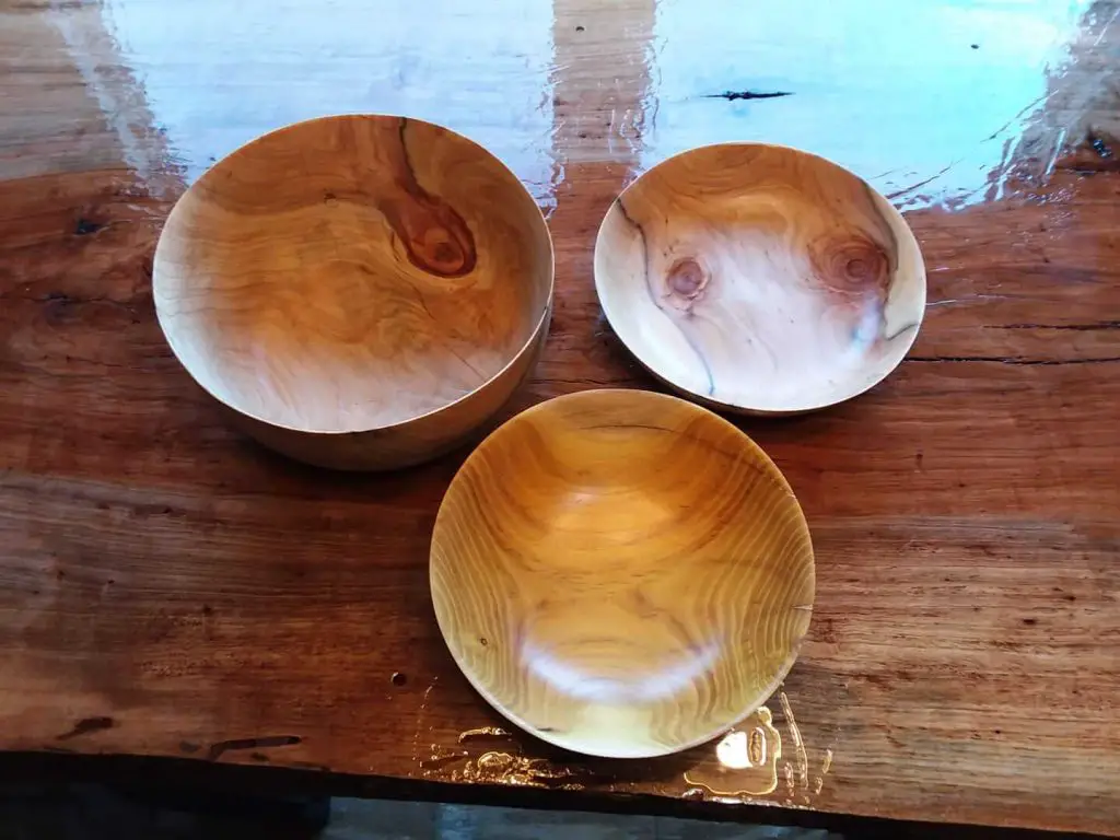 bowls turned from bald cypress wood