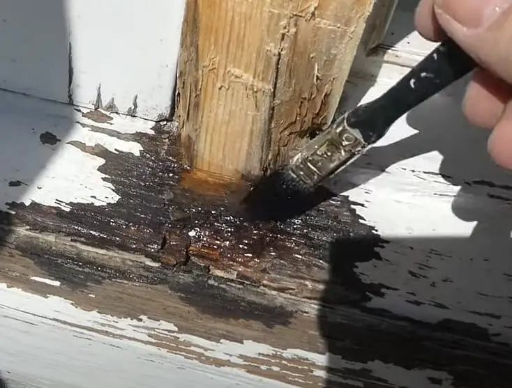 Applying a Wood Hardener with brush