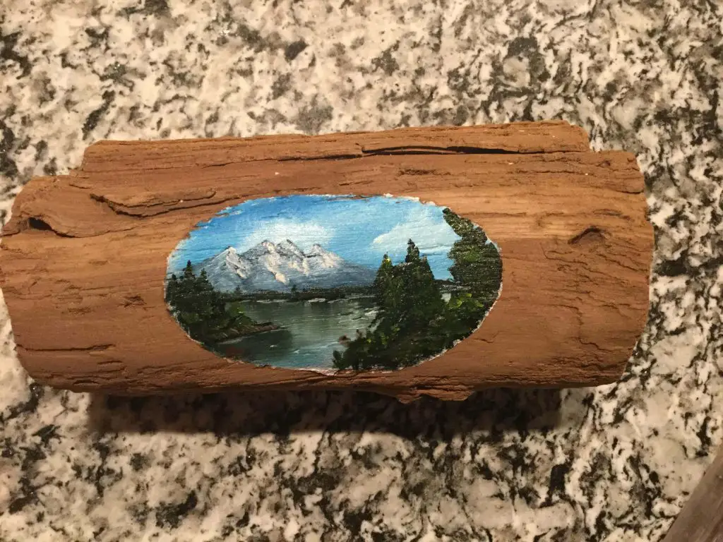 painting with acrylics on drift wood