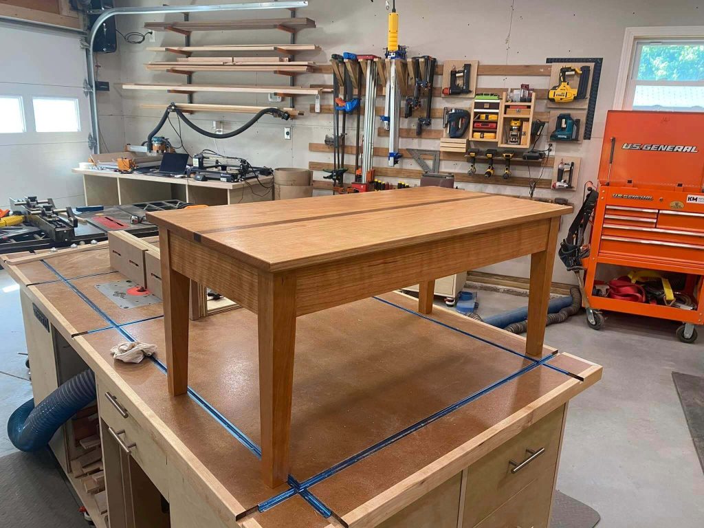 table polished with beeswax