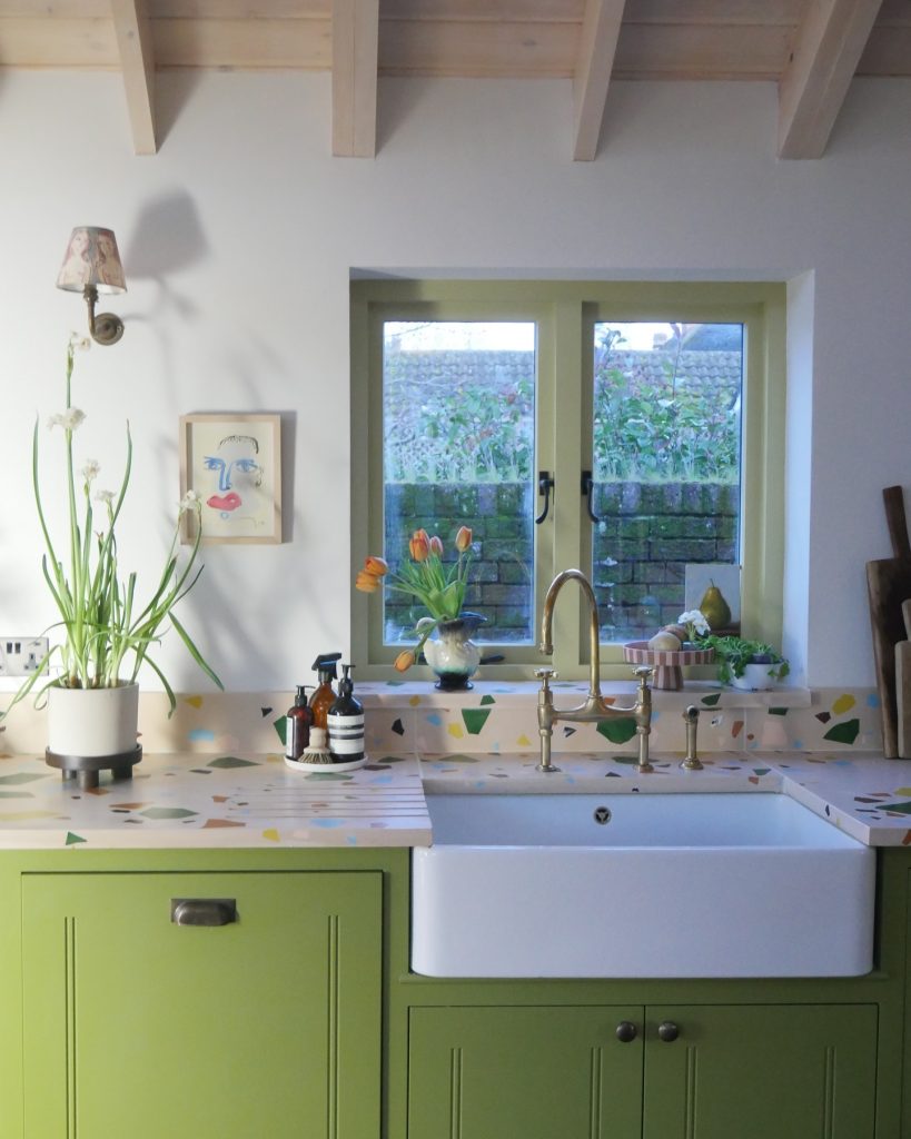 kitchen with Sage Green cabinets