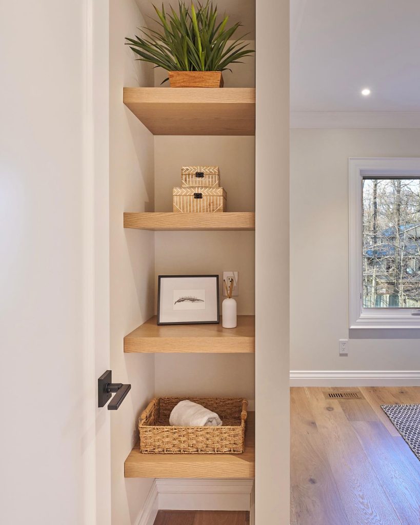 living room corner shelves