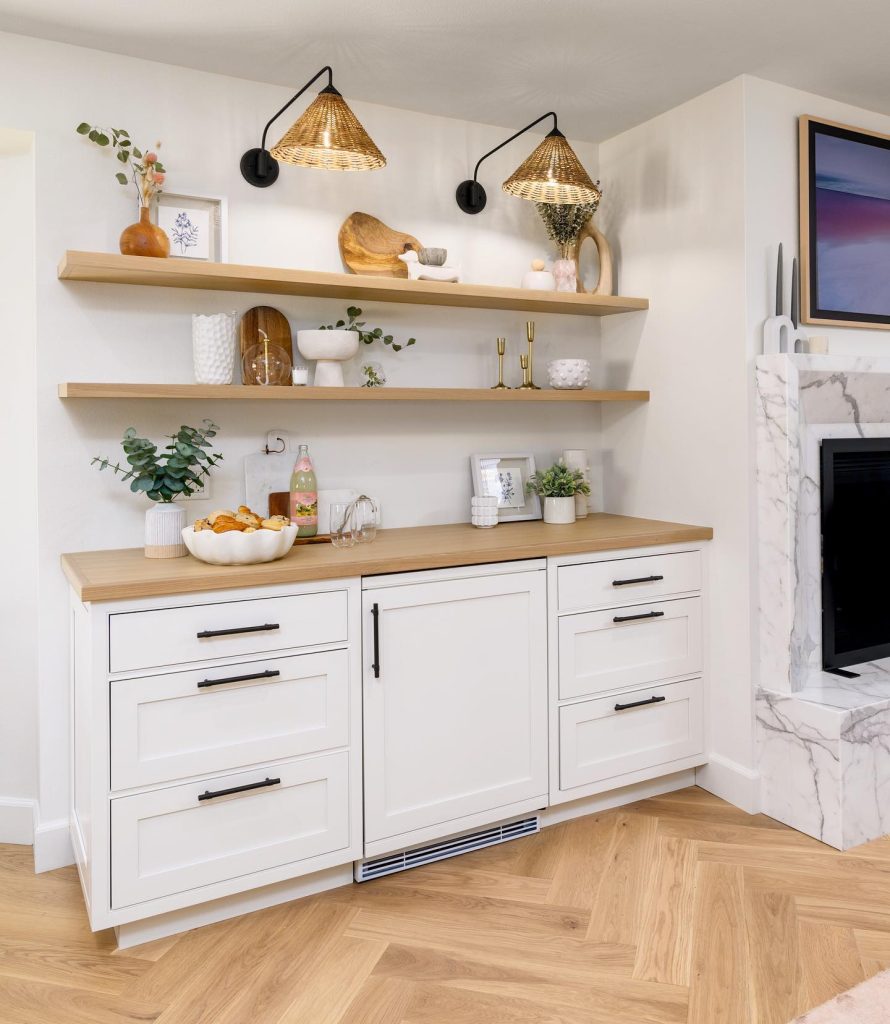 living room floating shelves